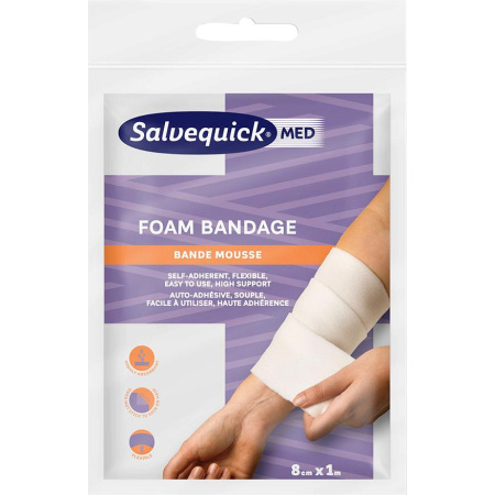 Salvequick Zelfklevende Schuimtape 8cm x 1m 1 Stuk
