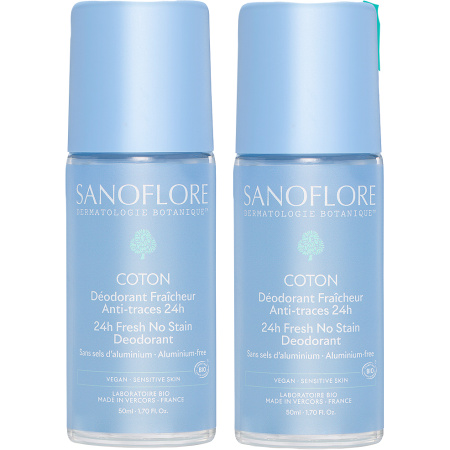 Sanoflore 24h Cotton Deodorant Werkzaamheid Alle Huidtypes Rolls-On 2x50ml