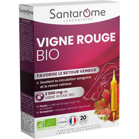 Santarôme Rode Wijnstok Bio Voedingssupplement Circulatie 20 Ampullen