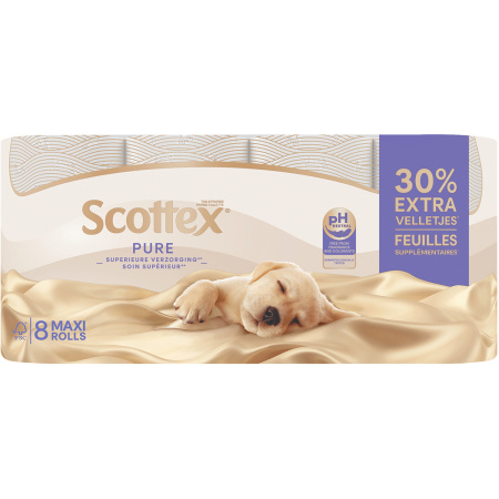 Scottex Pure Droog Toiletpapier Maxi Rollen Zonder Parfum 8 Stuks