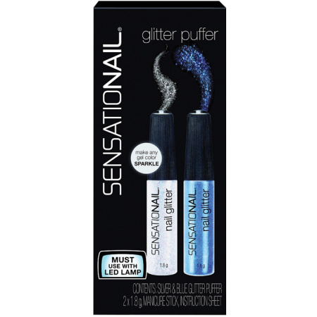 SensatioNail Glitter Puffer Nagel Glitter Silver Blue 1 Stuk