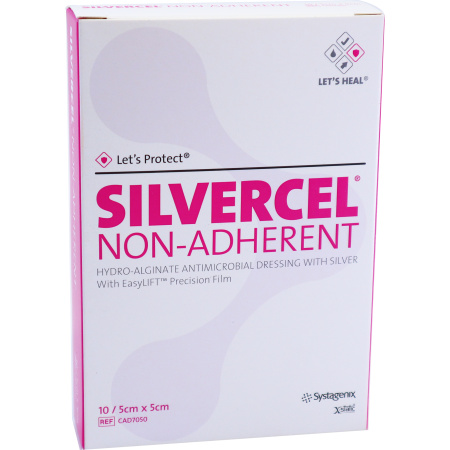 Silvercel Niet-Adherent Hydroalginaat Verband 5x5cm 10 Stuk (Cad7050)