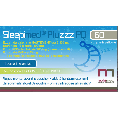 Sleepimed Pluzzz PQ Voedingssupplement Natuurlijke En Goede Nachtrust 60 Filmomhulde Tabletten