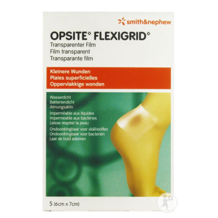 Smith&Nephew Opsite Flexigrid Transparante Film Met Aanbrengsysteem 6x7cm Stuks 5 (66030333)
