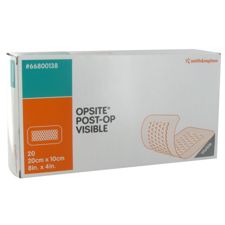 Smith&Nephew Opsite Post-Op Visible Film Met Absorberend Schuim 20x10cm Stukjes 20 (66800138)