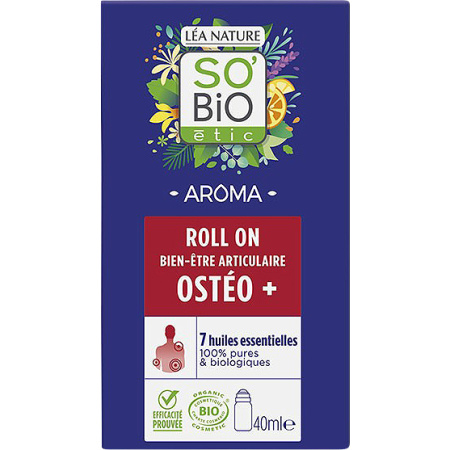 So'Bio Étic Roll-On Massage Osteo+ Met 7 Biologische Essentiële Oliën Fles 40ml