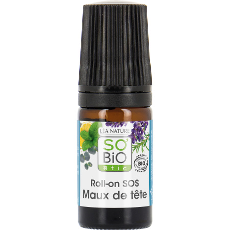 So'Bio Étic Roll-On SOS Hoofdpijn Met 7 Biologische Essentiële Oliën Fles 5ml