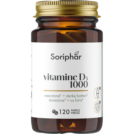 Soria Natural Vitamine D 1000IU Weerstand En Sterke Botten 120 Parels