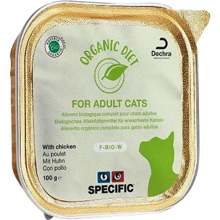 Specific F-Bio-W Organic Diet Volwassen Katten Met Kip 8x100g