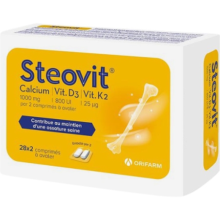 Steovit Calcium + Vitamine D3 + Vitamine K2 Behoud Sterke Botten 28x2 Sliktabletten