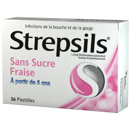 Strepsils Suikervrij Aardbei 36 Zuigtabletten