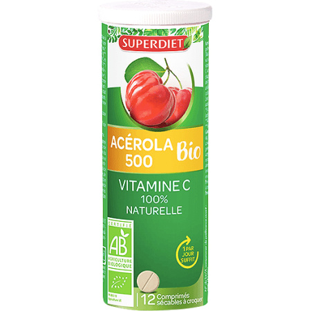 Superdiet Acerola 500 Bio Tube 12 Kauwtabletten