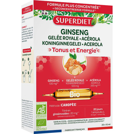 Super Diet Ginseng Gele Rozen Gelée Royale Bio Ampullen 20x10ml