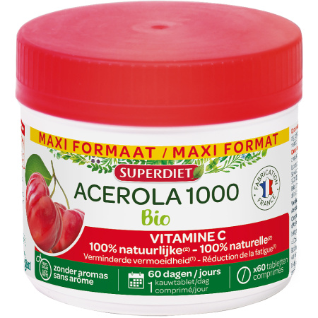 Superdiet Acerola 1000 Bio Maxi Pot 60 Kauwtabletten