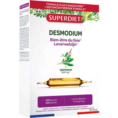 Superdiet Desmodium Voedingssupplement Welzijn Van Lever Ampullen 20x10ml
