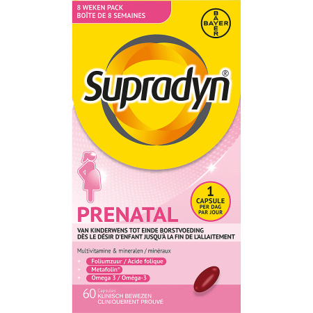 Supradyn Prenatal Multivitamines Met Foliumzuur + DHA/EPA Vanaf De Zwangerschapswens 60 Capsules