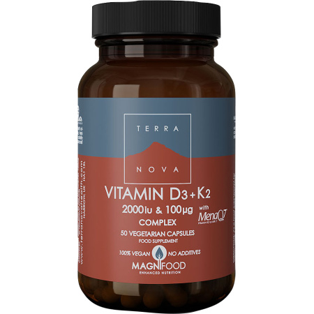 TerraNova Vitamine D3 2000IE 50mcg Met Vitamine K2 100mcg Complex 50 Capsules