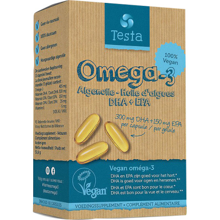 Testa Omega-3 Algenolie 300mg DHA + 150mg EPA 60 Capsules
