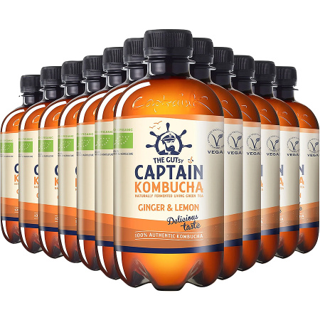 The Gutsy Captain Kombucha Gember Citroen Bio 12x400ml