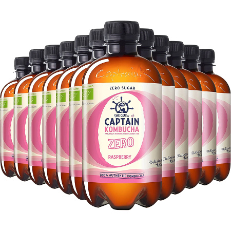 The Gutsy Captain Kombucha Zero Framboos Bio 12x400ml