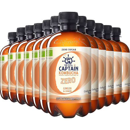 The Gutsy Captain Kombucha Zero Gember Citroen Bio 12x400ml