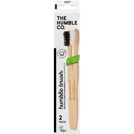 The Humble Co Bad Bambou Soft Tandenborstel Wit-Zwart Volwassene 2 Stuks