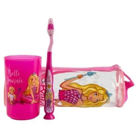 Tinokou Set Beker Etui En Ergonomische Tandenborstel Barbie 3 Stuks