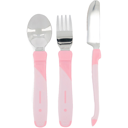 Twistshake Leren Bestek Pastel Roze Roestvrij Staal +12 Maanden 3 Stuks