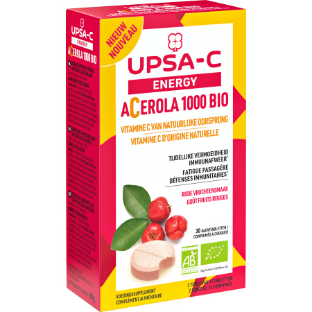 UPSA-C Energie Acerola 1000mg Rode Vruchten Bio 30 Kauwabletten
