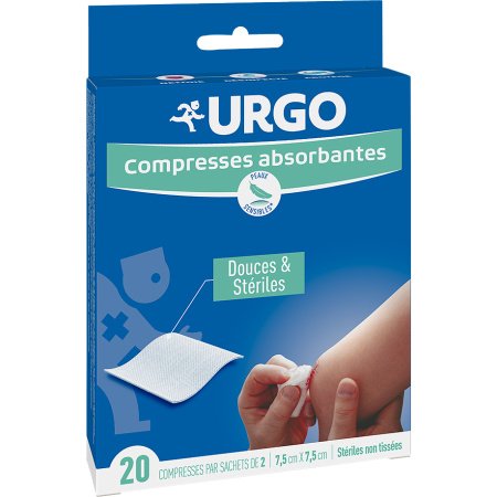 Urgo Absorberende Kompressen Familie En Zuigelingen 7,5x7,5cm Dosje 20 Stuks