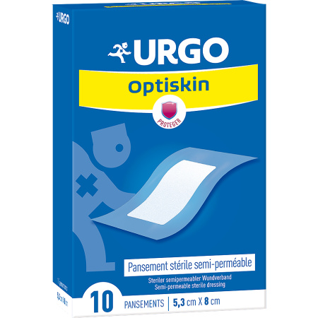 Urgo Optiskin Pleister Steriel Semi-Permeabel 5,3x8cm Dosje 10 Stuks