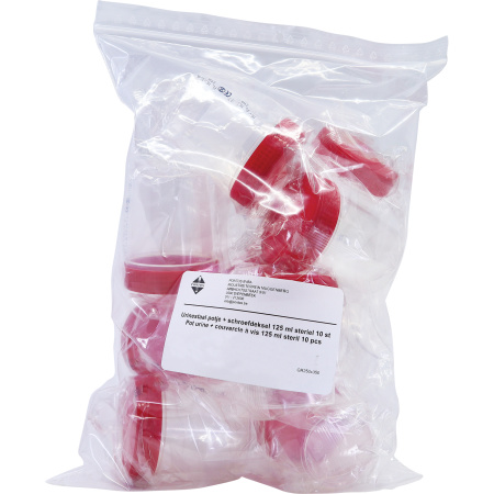 Urinepotje Steriel + Schroefdeksel 125ml 10 Stuks