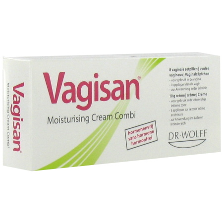 Vagisan Moisturising Cream Combi Tube 10g + 8 Vaginale Zetpillen