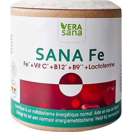 Vera Sana Fe Fer + Vitamine C + B12 + B9 + Lactoferrine Pot 60 Tabletten