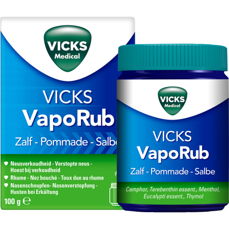 Vicks VapoRub Zalf Neusverkoudheid Verstopte Neus Hoest Bij Verkoudheid Menthol 100g