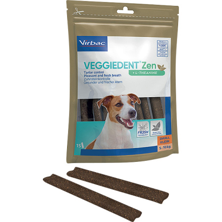 Virbac Veggiedent Zen Multifunctionele Kauwstrips Voor Tandsteen/Welzijn Honden <5kg Maat S 15 Stuks
