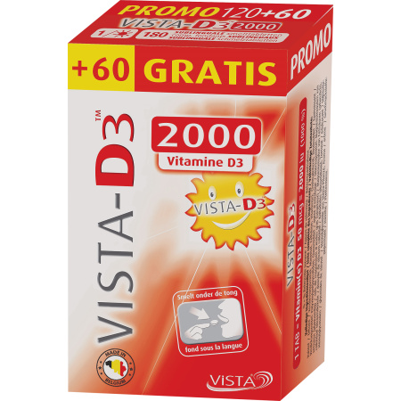 Vista D3 2000 Vitamine D3 Promo 120+60 Sublinguale Smelttabletten