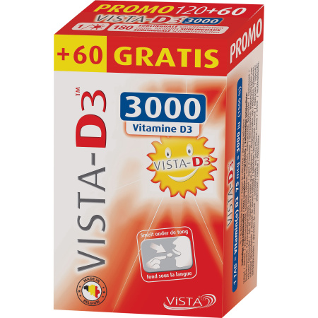 Vista D3 3000 Voedingssupplement Vitamine D3 Promo 120+60 Sublinguale Smelttabletten