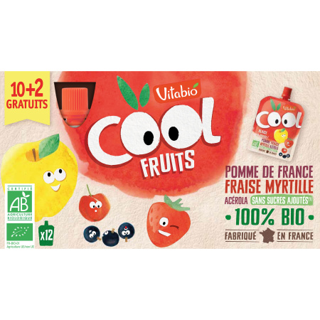Vitabio Cool Fruit Appel/Aardbei/Blauwbes 12x90g