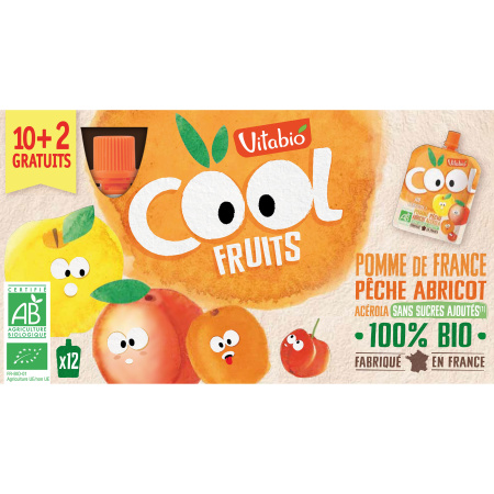 Vitabio Cool Fruit Appel/Perzik/Apricot 12x90g