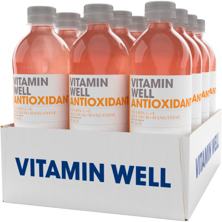 Vitamin Well Antioxidant Vitamine C+E+Selenium+Mangaan Verfrissende Drank Perzik 12x500ml