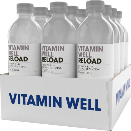 Vitamin Well Reload Vitamine B+D+Magnesium+Zink Verfrissende Drank Citroen/Lime 12x500ml