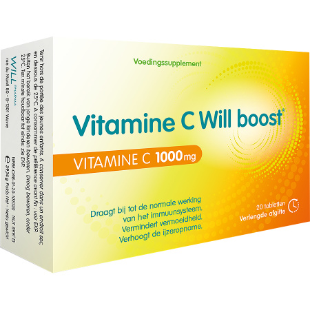 Will-Pharma Vitamine C Will Boost 1000mg Immuniteit & Energie Voedingssupplement 20 Tabletten