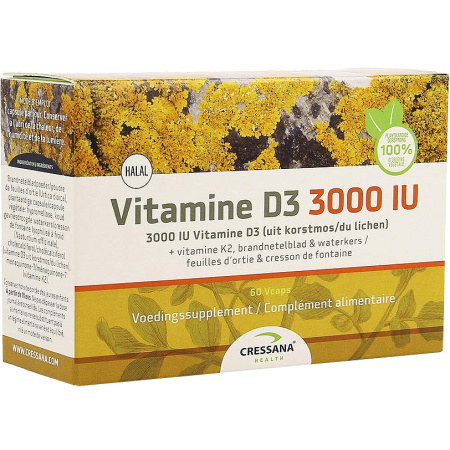 Cressana Vitamine D3 3000IU + K2 60 Plantaardige Capsules