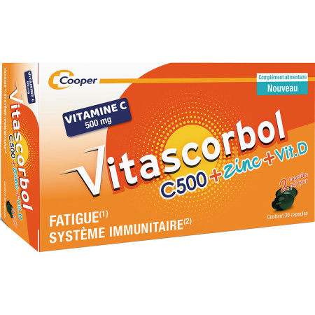 Vitascorbol C500 + Zink + Vitamine D 30 Capsules