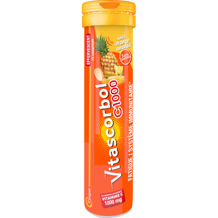 Vitascorbol Vitamine C 1000mgg Sinaasappel/Ananas 15 Bruistabletten