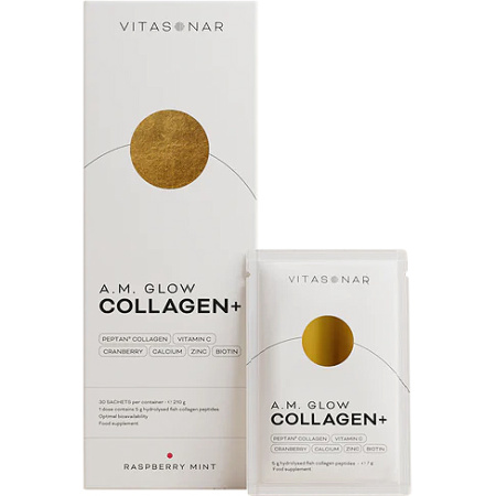 Vitasonar A.M. Glow Collageen+ Framboos Munt Zakjes 30x7g
