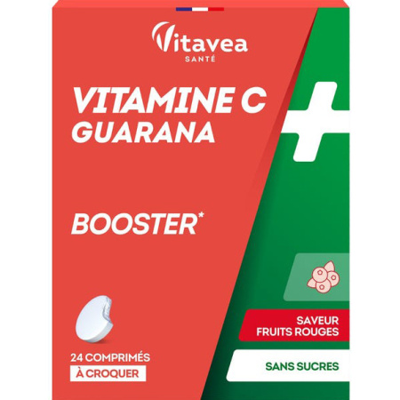 Vitavea Vitamine C + Guarana Rode Vruchten Smaak 24 Kauwtabletten