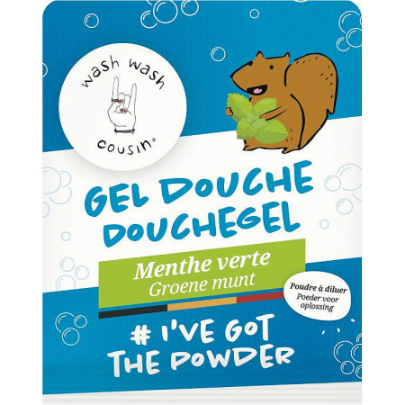Wash Wash Cousin Douchegel Groene Munt Peoder 20g