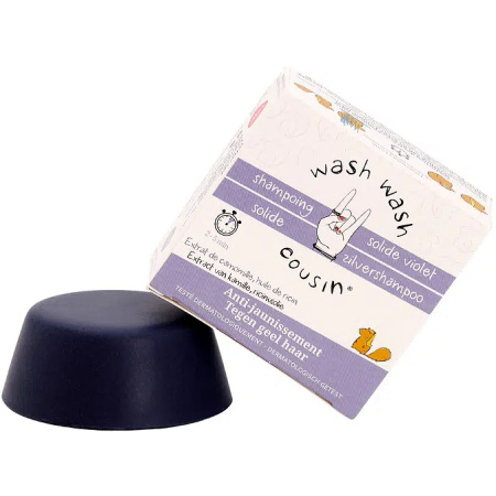 Wash Wash Cousin Solide Shampoo Violet Tegen Geel Haar 70g